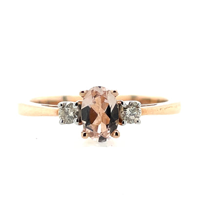 9ct Rose Gold Morganite & Diamond Ring GRX267
