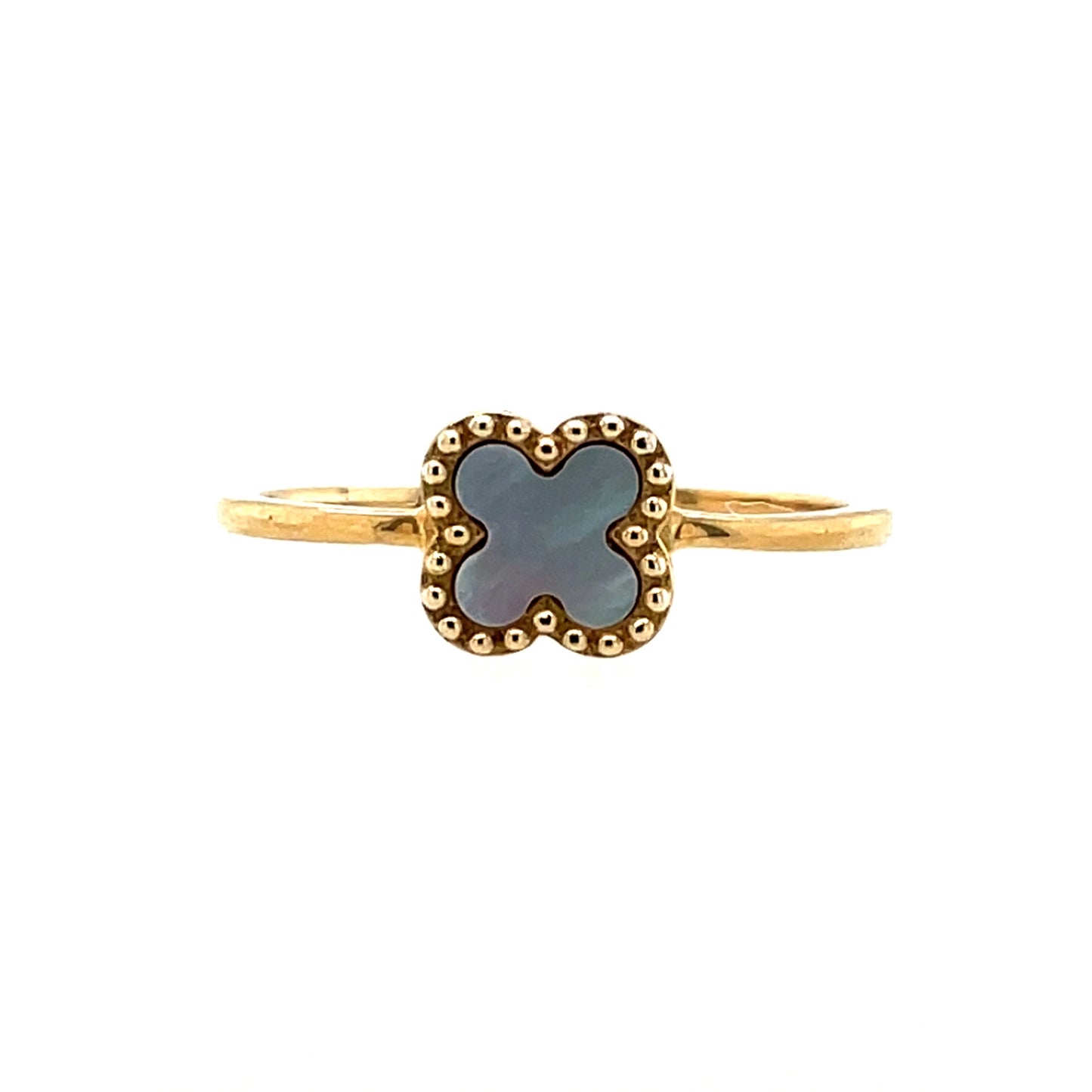 9ct Gold Mother of Pearl Quatrefoil Ring GRX282