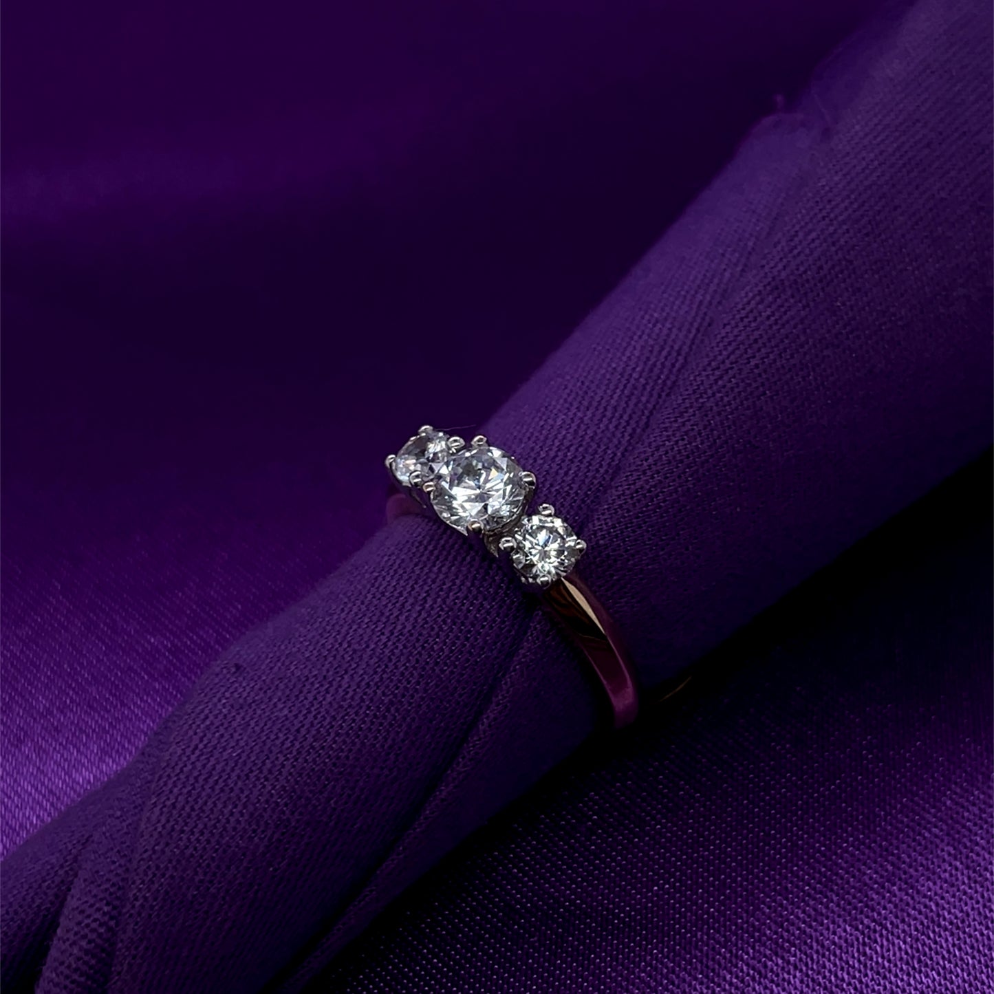 9ct Gold Graduated CZ Trilogy Ring GRZ168