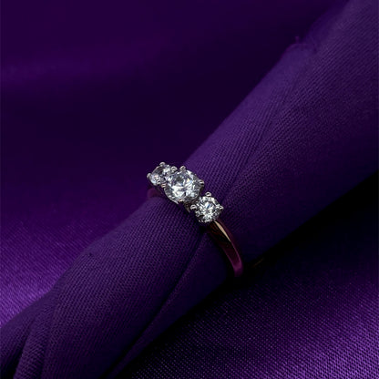 9ct Gold Graduated CZ Trilogy Ring GRZ168