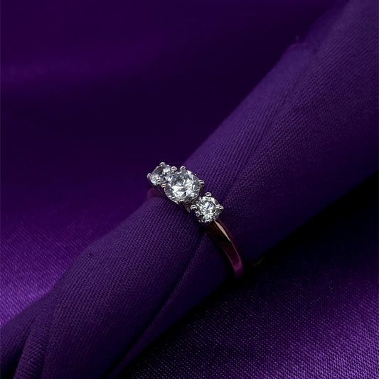 9ct Gold Graduated CZ Trilogy Ring GRZ168