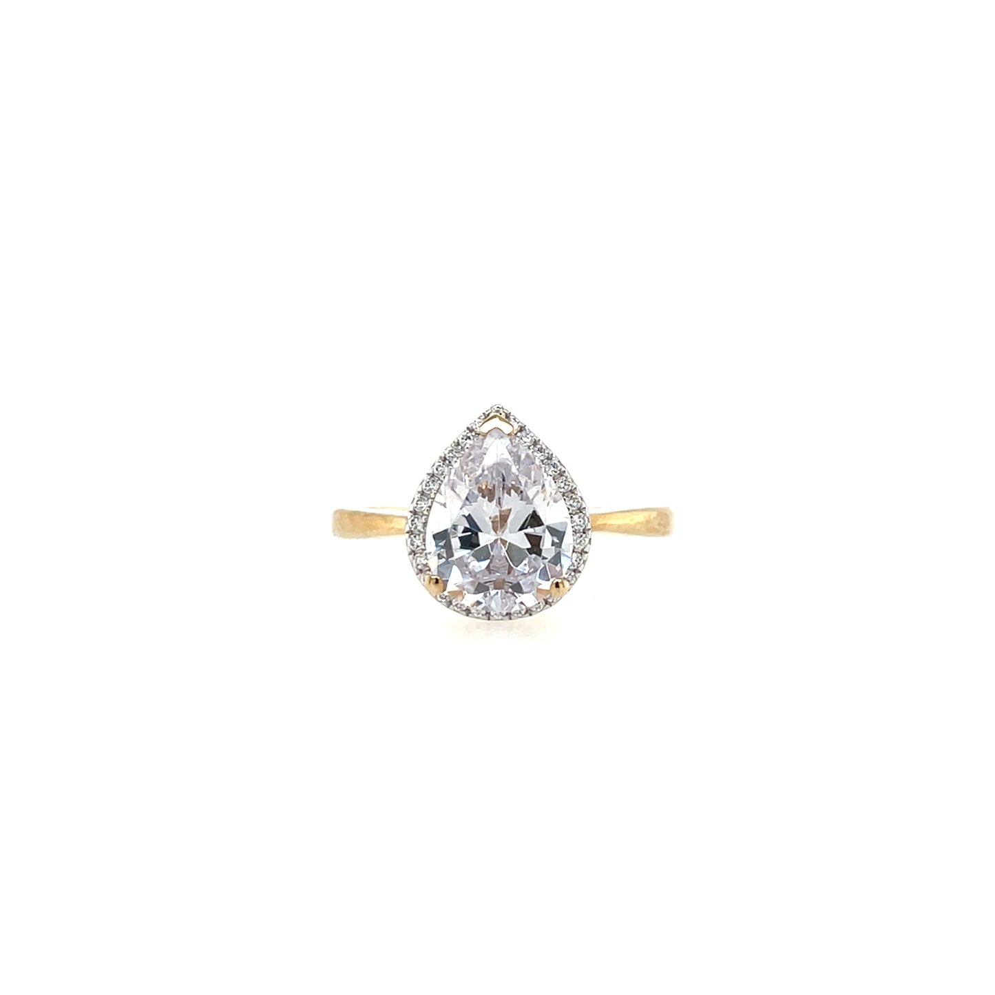 9ct Gold CZ Pear-shaped Halo Ring GRZ172