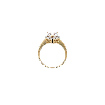 9ct Gold CZ Pear-shaped Halo Ring GRZ172