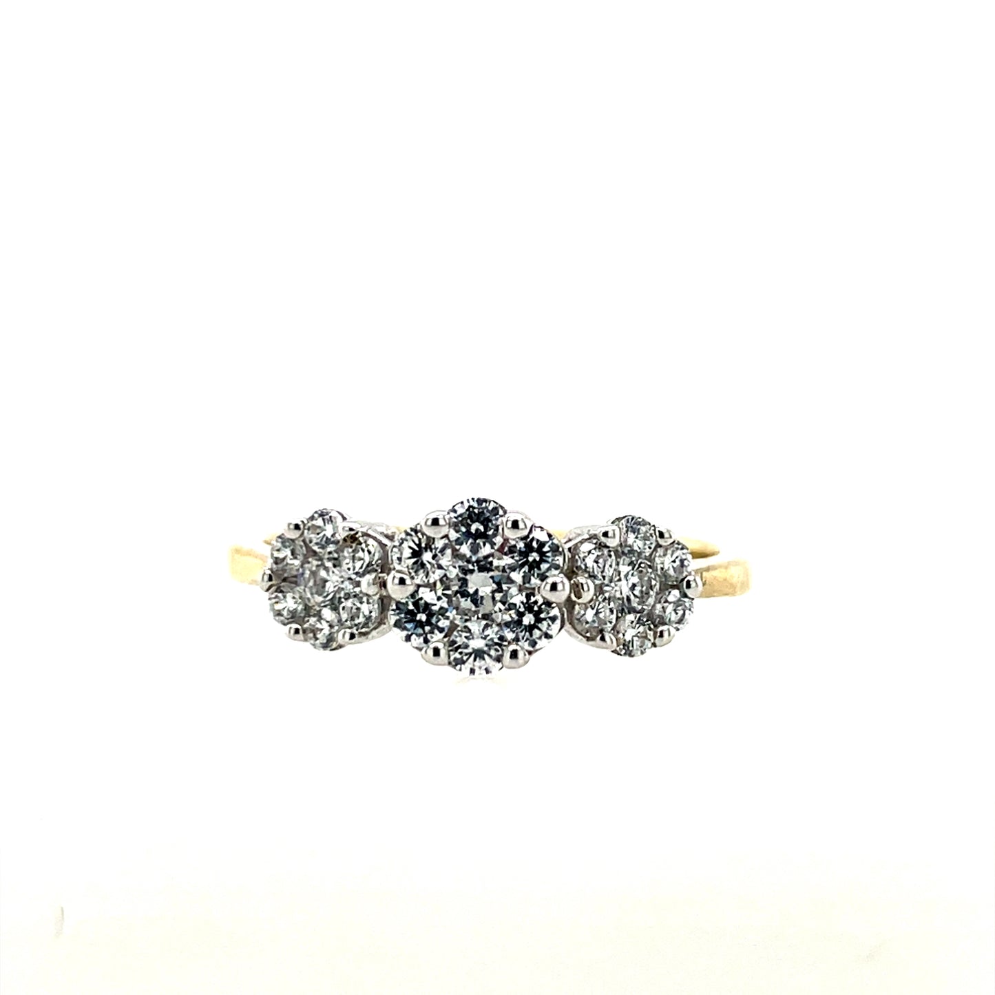 9ct Gold CZ Trilogy Cluster Ring GRZ175