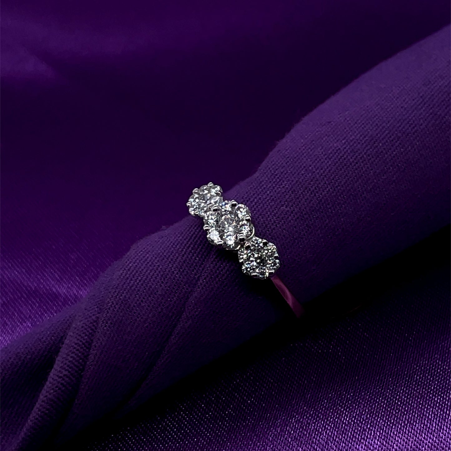 9ct Gold CZ Trilogy Cluster Ring GRZ175