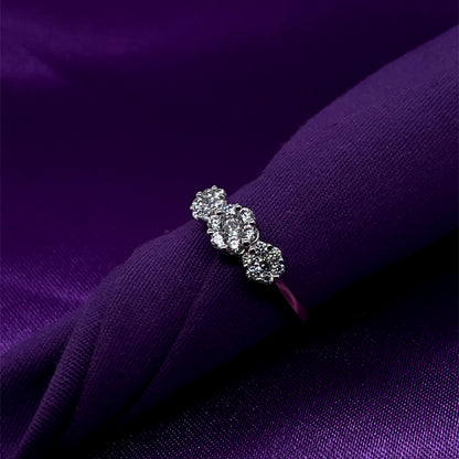 9ct Gold CZ Trilogy Cluster Ring GRZ175