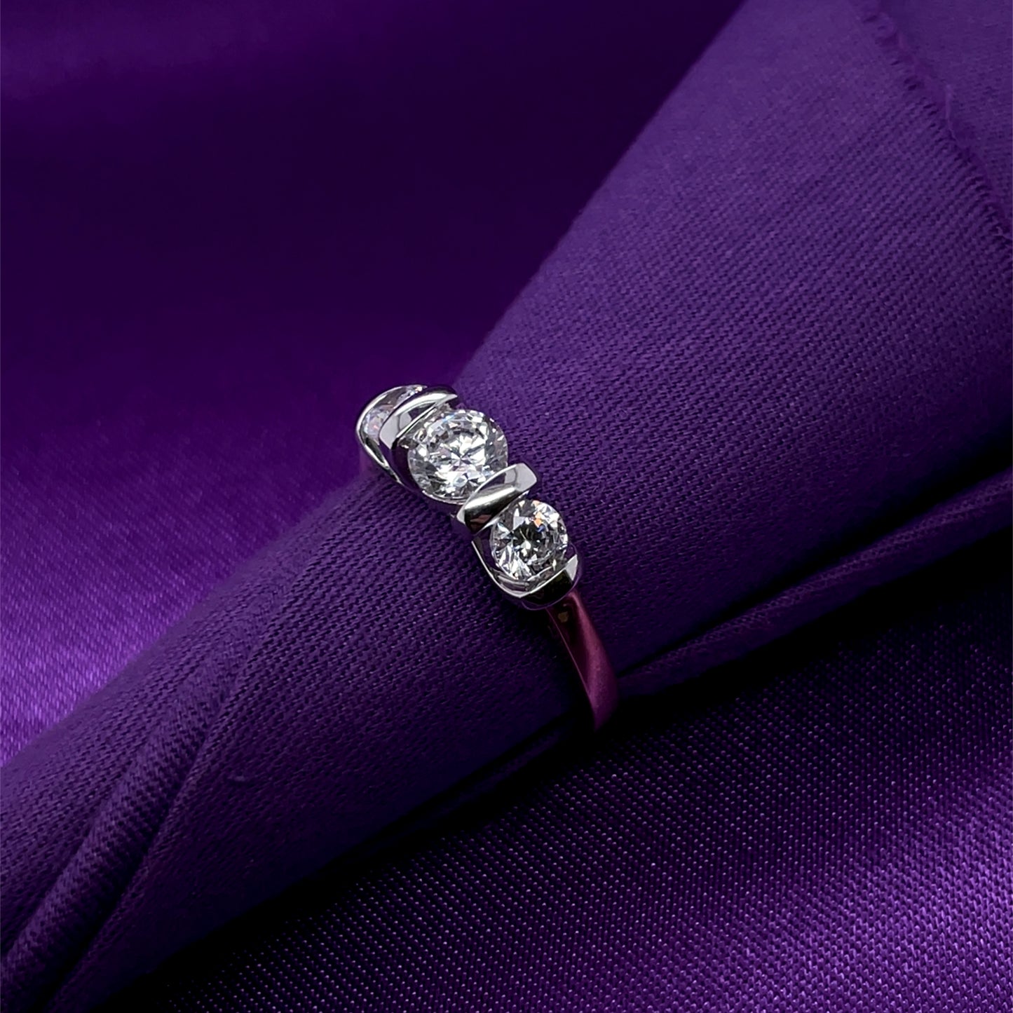 9ct Gold CZ Trilogy  Ring GRZ204