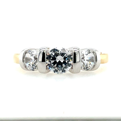 9ct Gold CZ Trilogy  Ring GRZ204