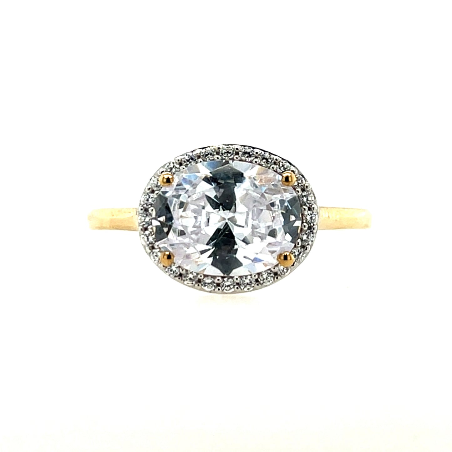 9ct Gold Oval Halo CZ Ring GRZ222