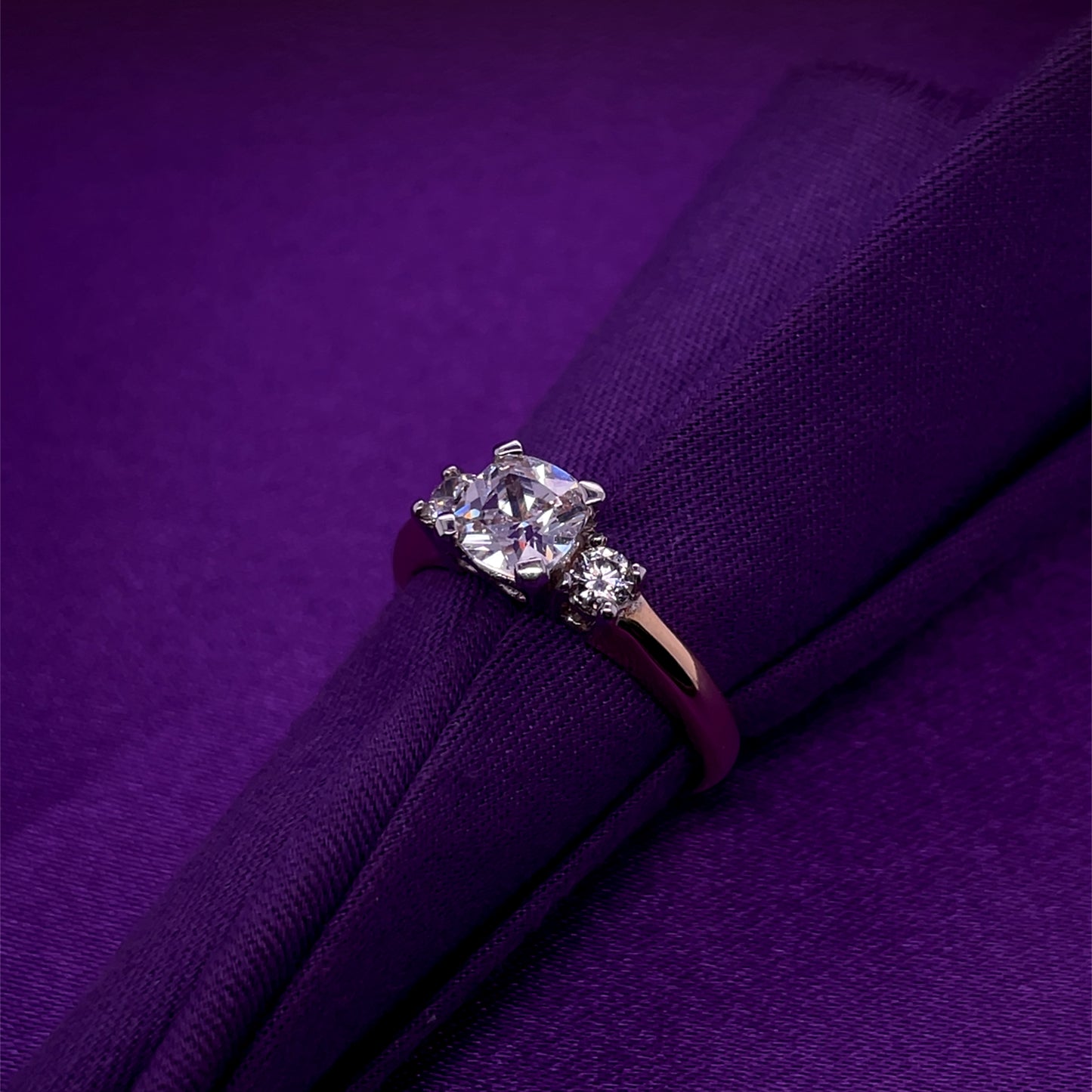 9ct Gold CZ Cushion Trilogy Ring GRZ226