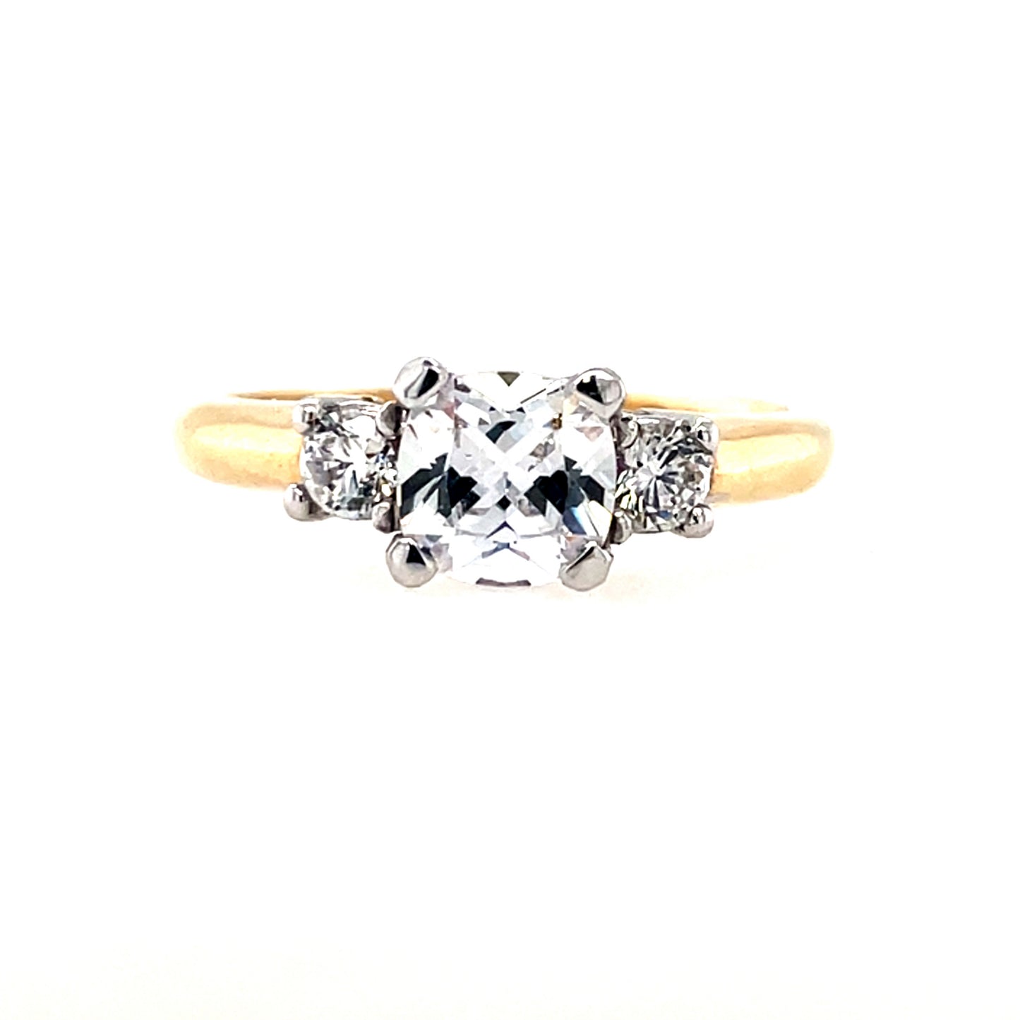 9ct Gold CZ Cushion Trilogy Ring GRZ226