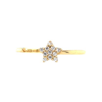 9ct Gold CZ Open Star Ring GRZ242 D