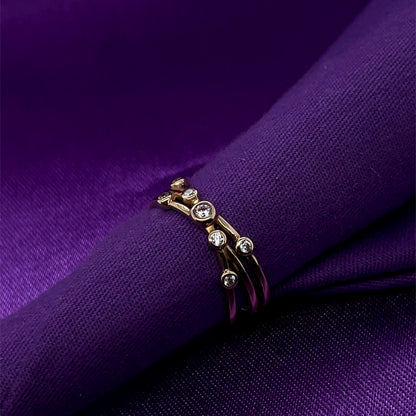 9ct Gold CZ Bubble Crossover Ring GRZ267