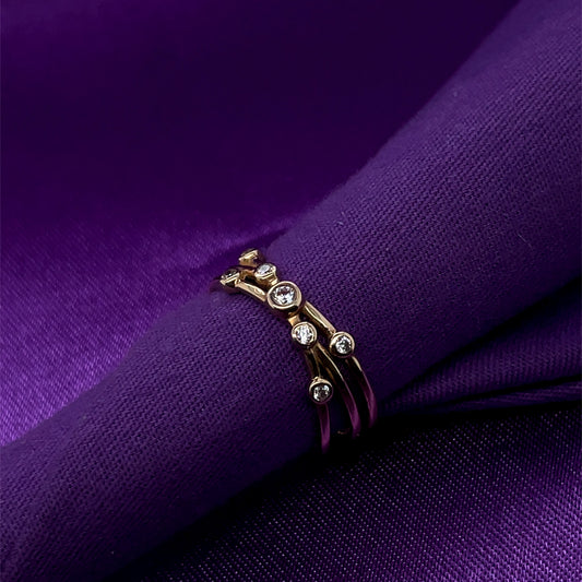 9ct Gold CZ Bubble Crossover Ring GRZ267