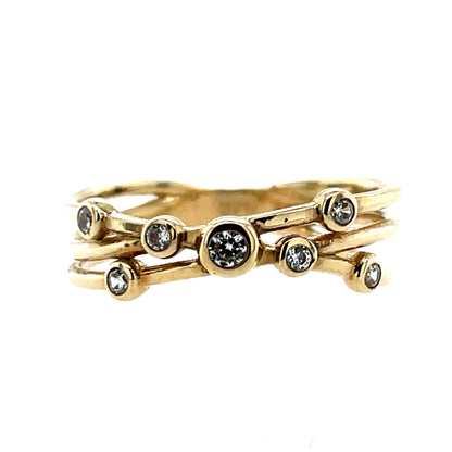 9ct Gold CZ Bubble Crossover Ring GRZ267