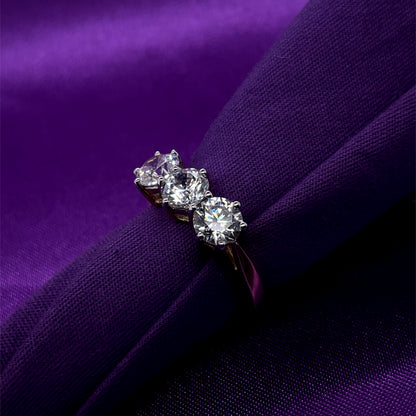 9ct Gold 6mm CZ Trilogy  Ring GRZ281