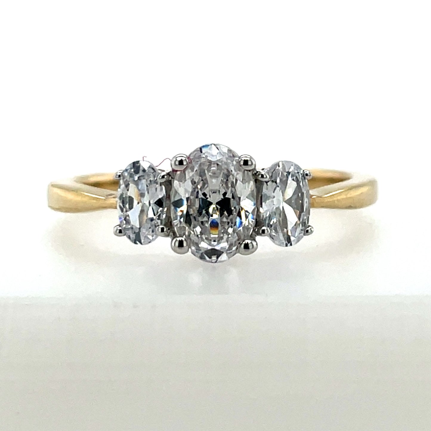 9ct Gold Oval CZ Trilogy  Ring GRZ292