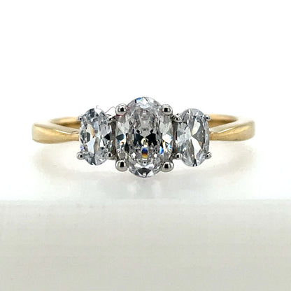 9ct Gold Oval CZ Trilogy  Ring GRZ292