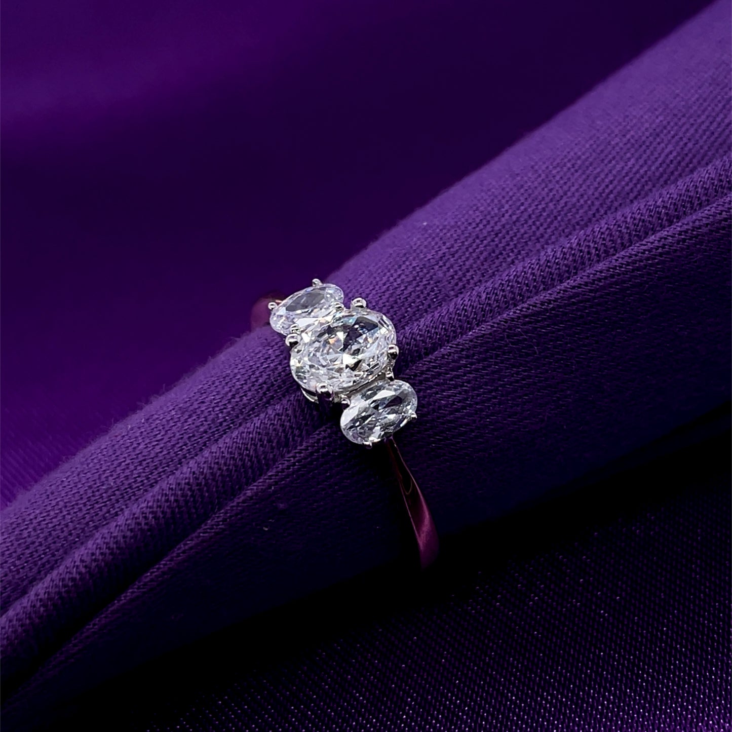 9ct Gold Oval CZ Trilogy  Ring GRZ292