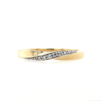 9ct Gold CZ Twisted Band Ring GRZ311