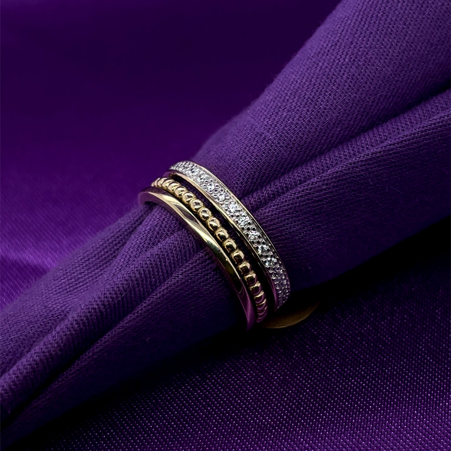 9ct  Gold CZ Triple Band Ring GRZ331