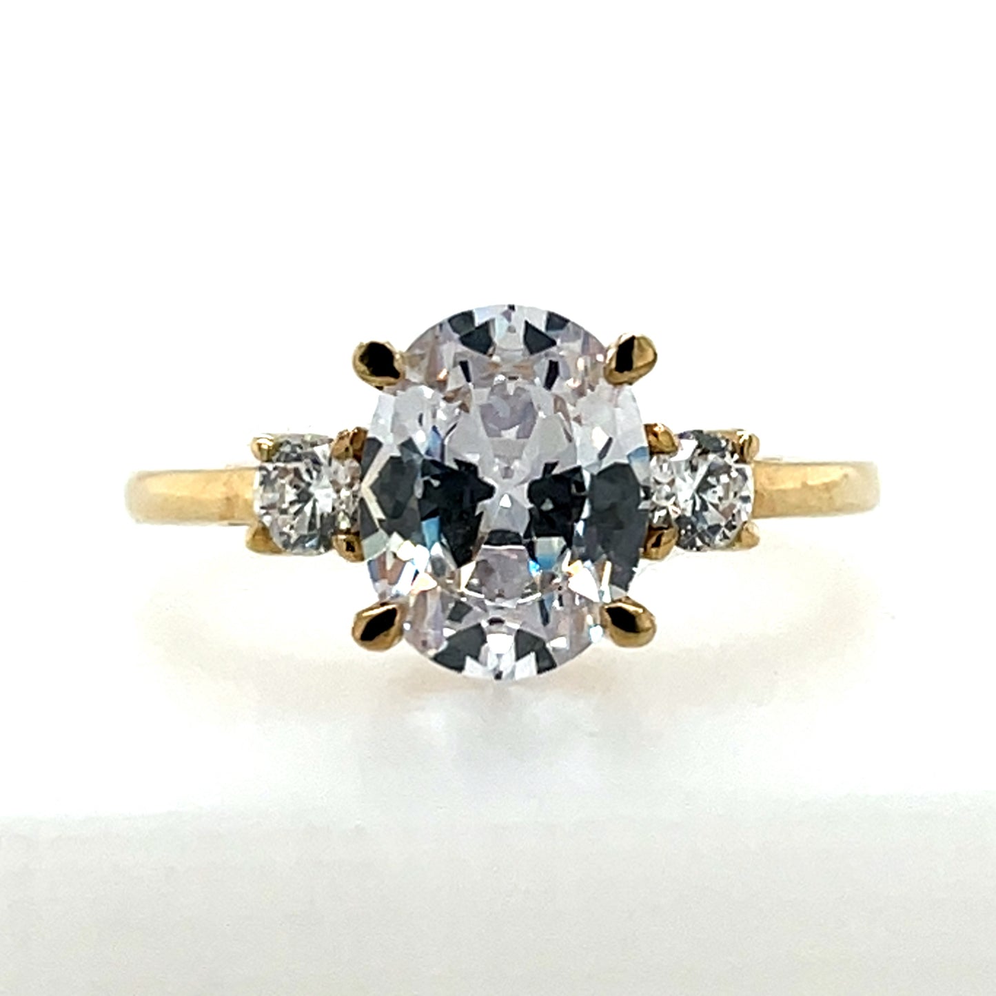 9ct Gold Oval CZ Trilogy  Ring GRZ332
