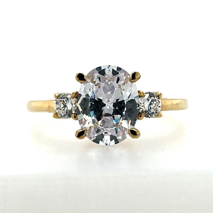 9ct Gold Oval CZ Trilogy  Ring GRZ332