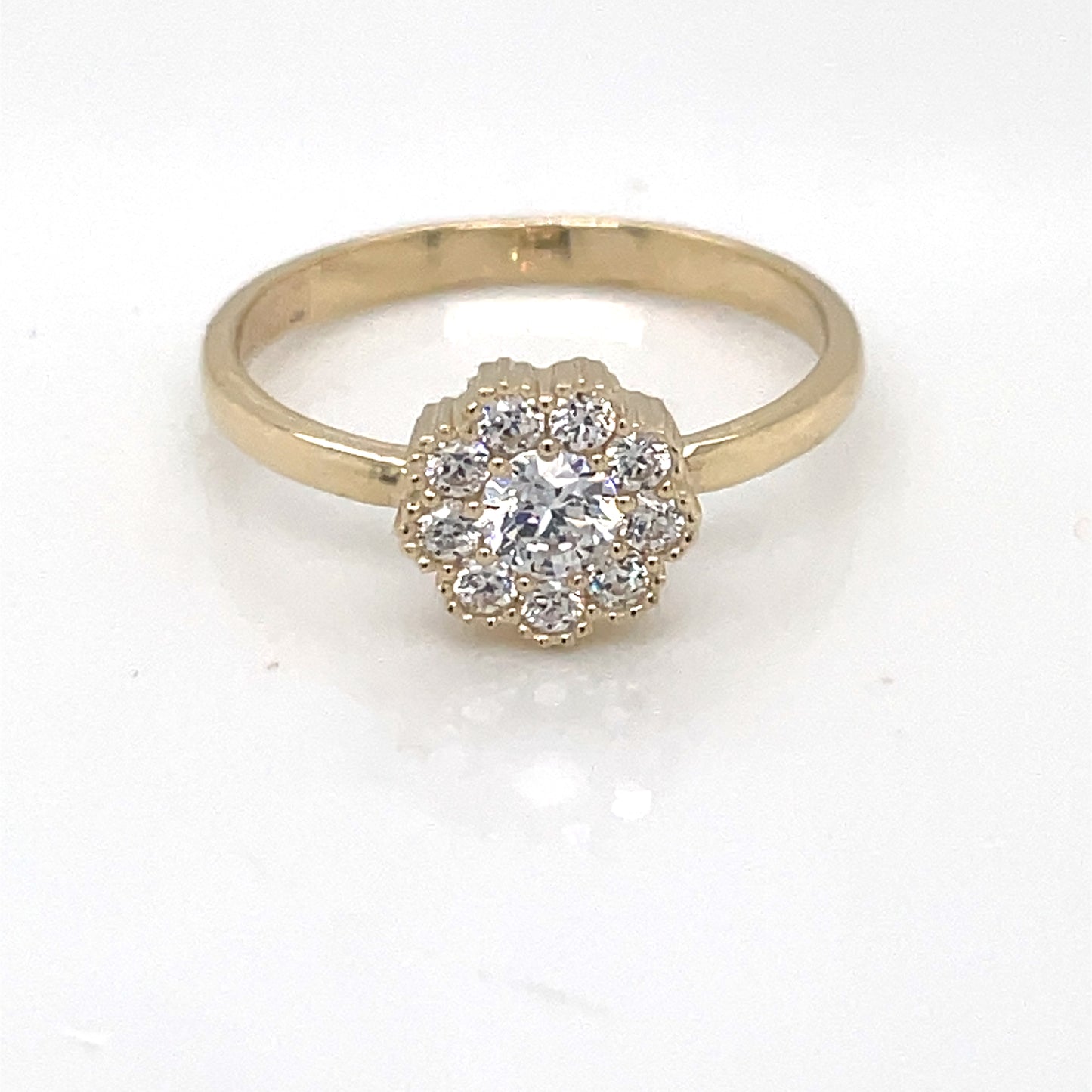 9ct Gold CZ Flower Halo Ring GRZ337