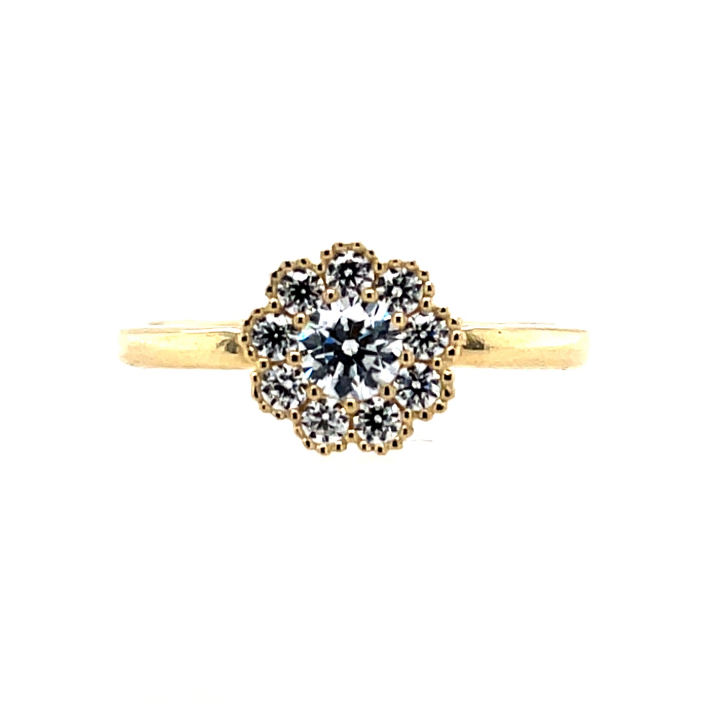 9ct Gold CZ Flower Halo Ring GRZ337