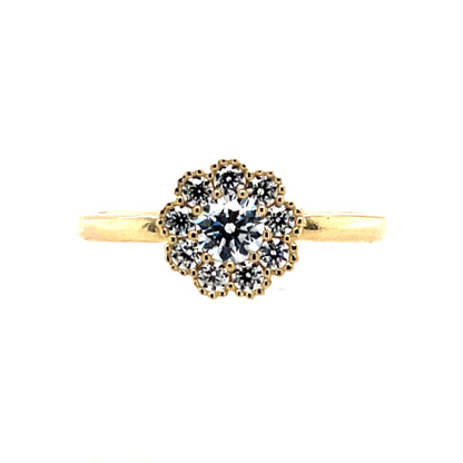 9ct Gold CZ Flower Halo Ring GRZ337