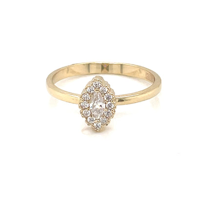 9ct Gold CZ Marquise Halo Ring GRZ338