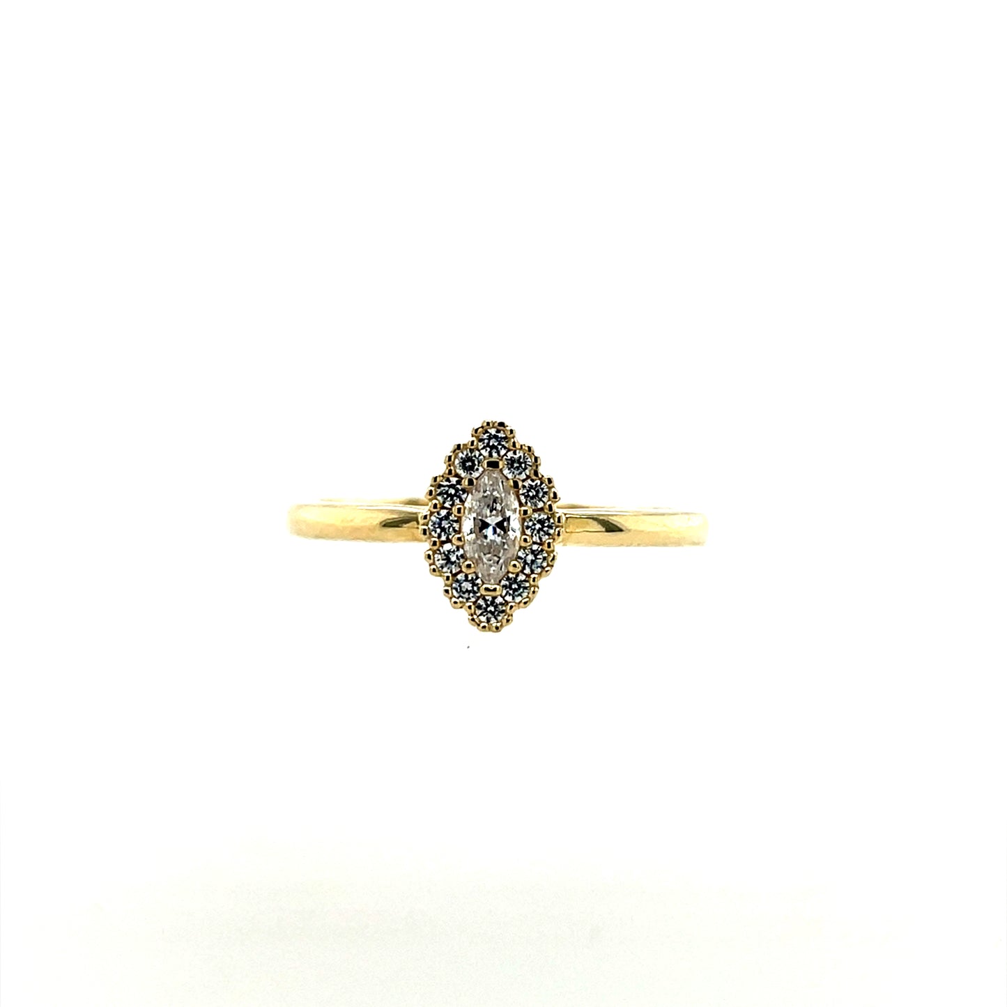 9ct Gold CZ Marquise Halo Ring GRZ338