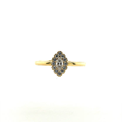 9ct Gold CZ Marquise Halo Ring GRZ338