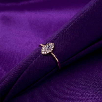 9ct Gold CZ Marquise Halo Ring GRZ338