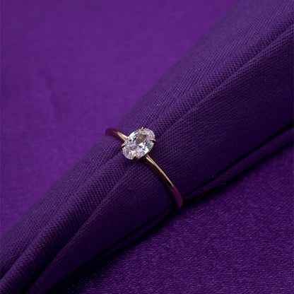 9ct Gold Single Oval Cz Ring GRZ365