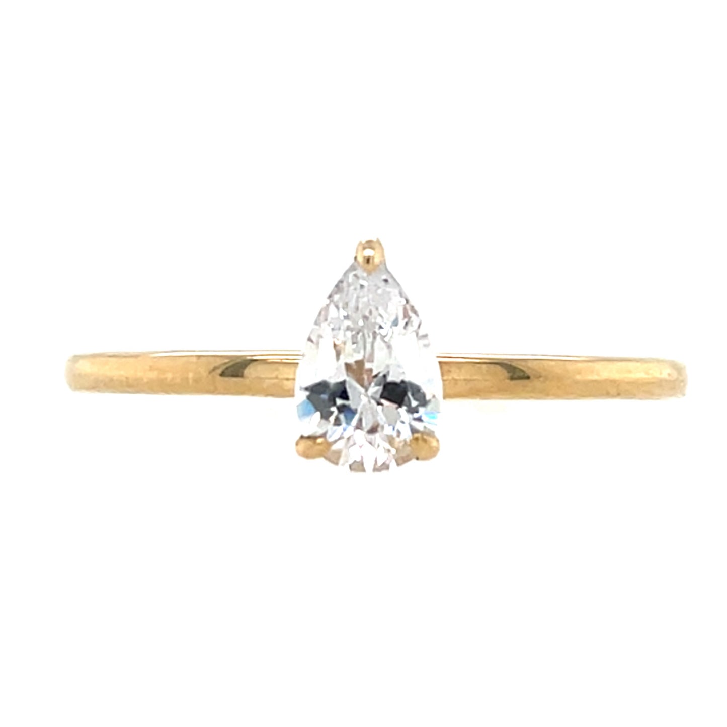 9ct Gold Single Pear Cz Ring GRZ366