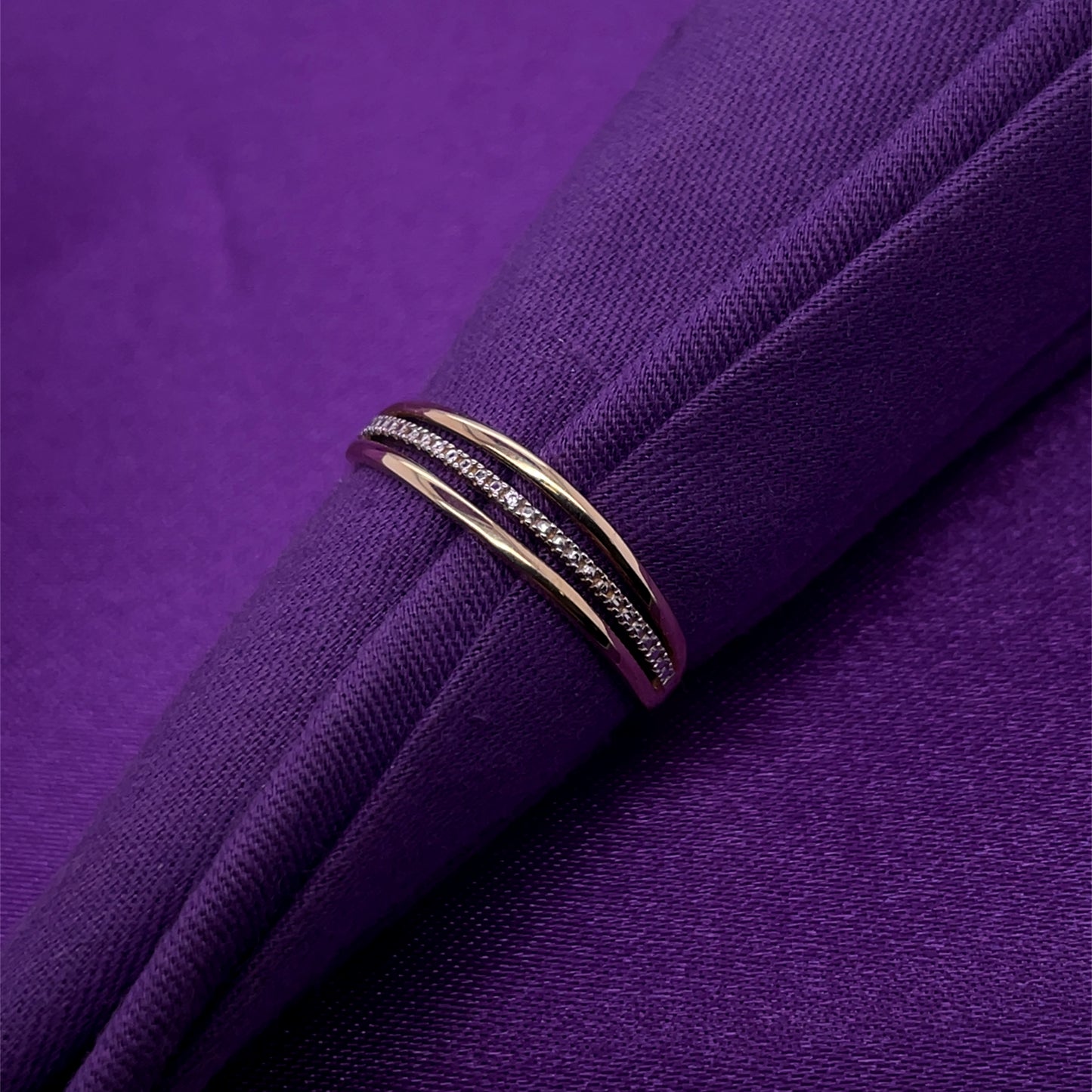 9ct Gold CZ Triple Band Ring GRZ381