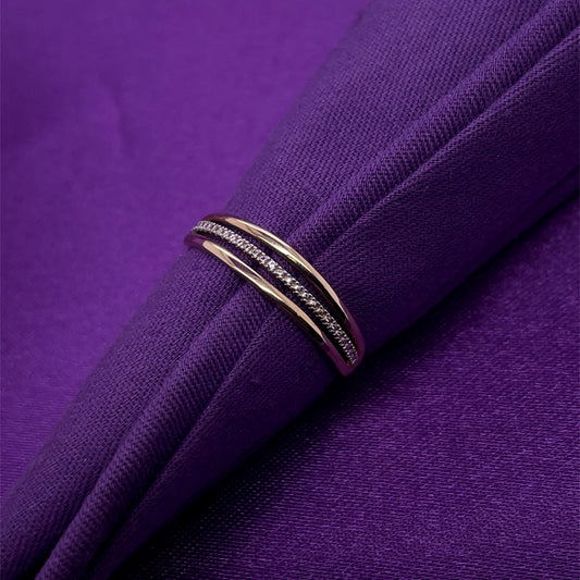 9ct Gold CZ Triple Band Ring GRZ381