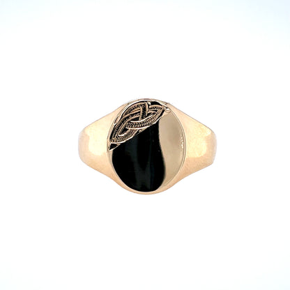 9ct Gold Gents Oval Signet Ring GR456