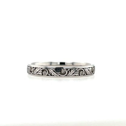 9ct White Gold Vintage-Style Diamond Wedding Band GW143
