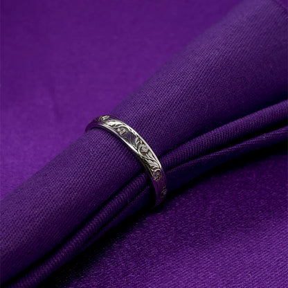 9ct White Gold Vintage-Style Diamond Wedding Band GW143