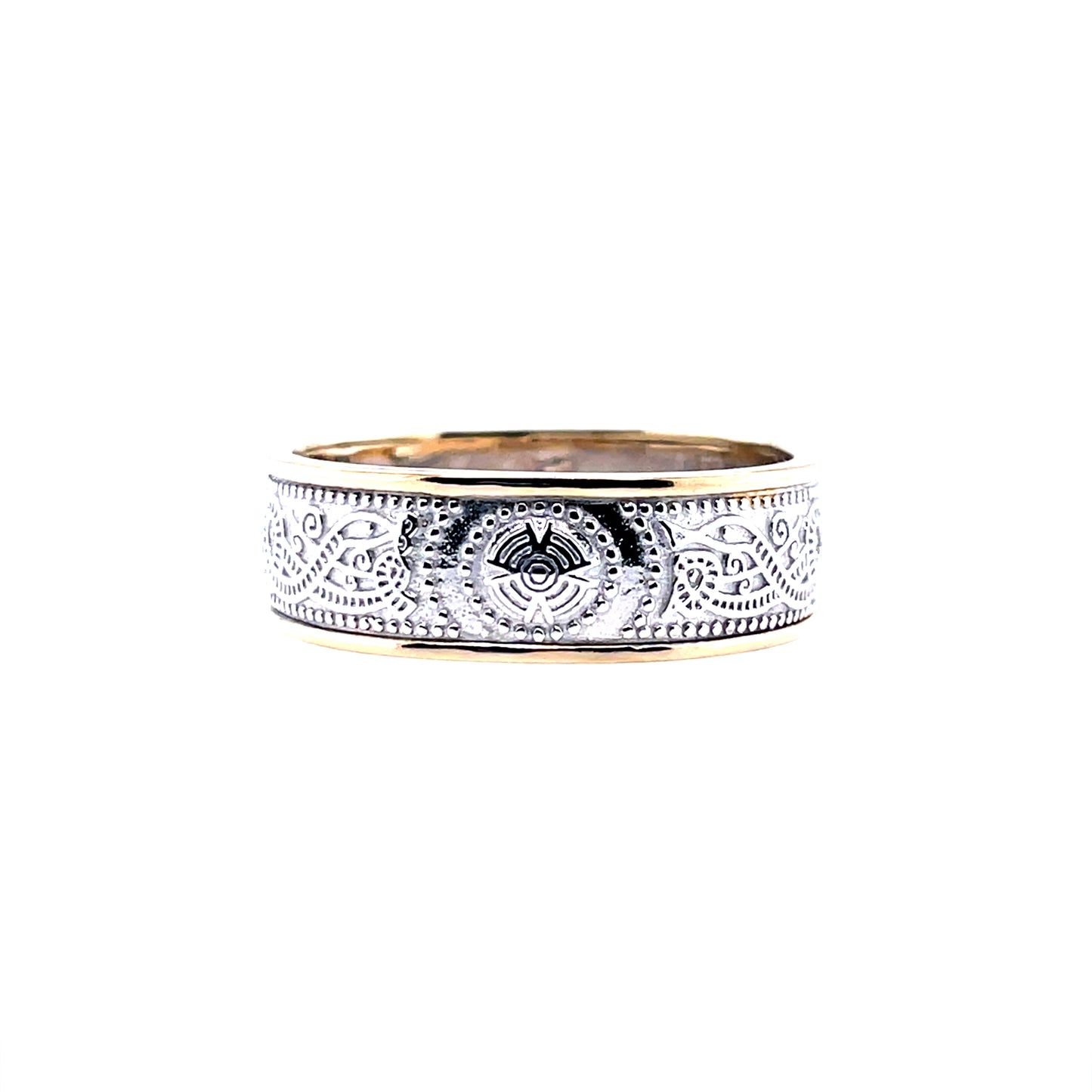 Men's 9ct Gold 7mm Two-tone Celtic Warrior Wedding Band GW382