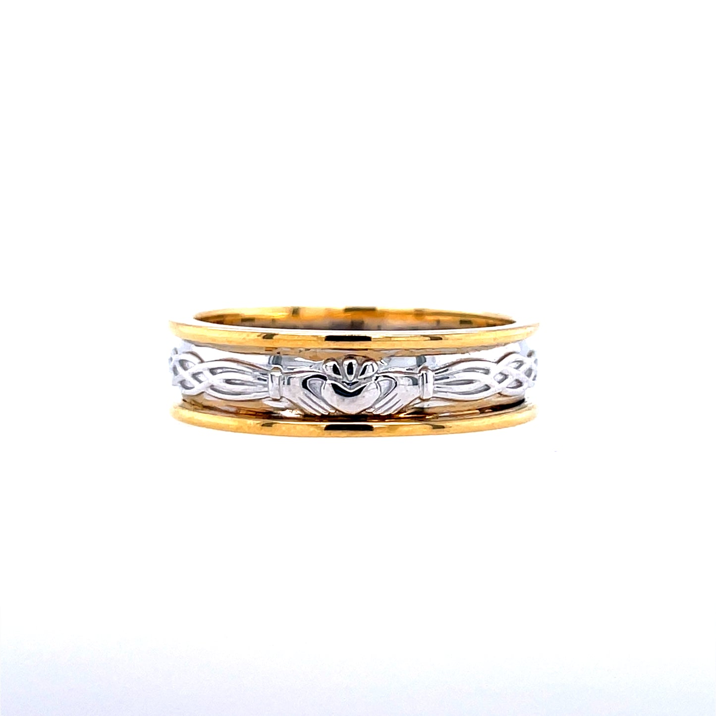 Men's 9ct Gold 6mm Two-tone Claddagh Wedding Band GW383