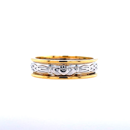 Men's 9ct Gold 6mm Two-tone Claddagh Wedding Band GW383
