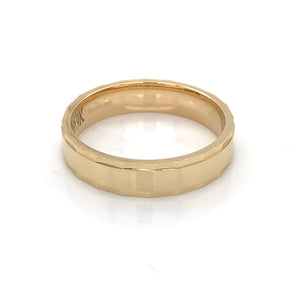 9ct Gold Men's 5mm Heavy Diamond-cut Flat Wedding Ring