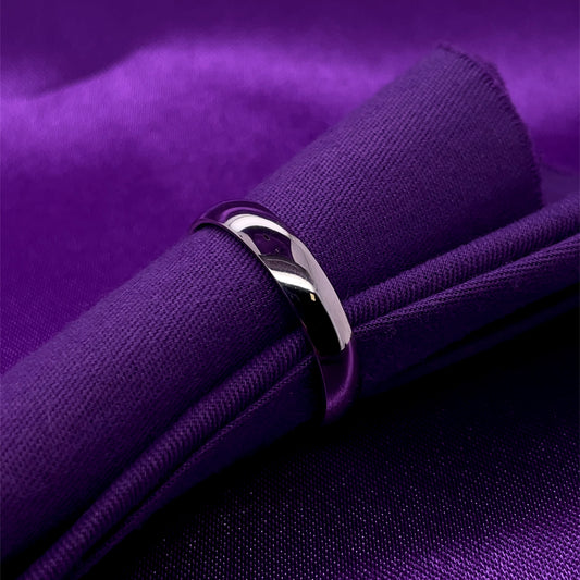 9ct White Gold Men's 4mm Court Wedding Ring GW386