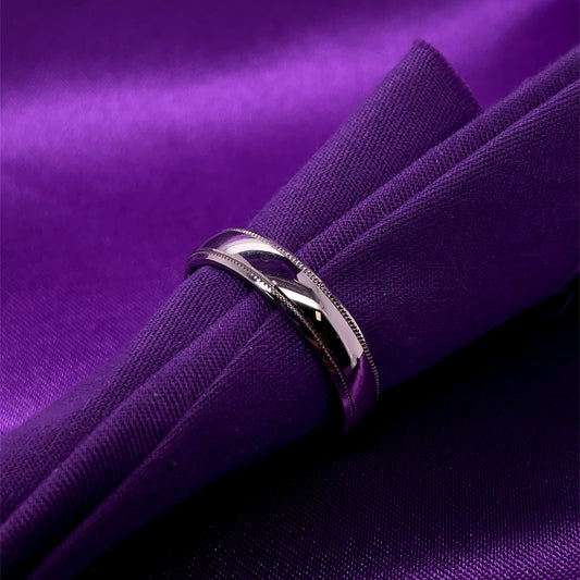 Platinum 600 Men's 5mm Heavy Millgrain Court Wedding Ring PW021