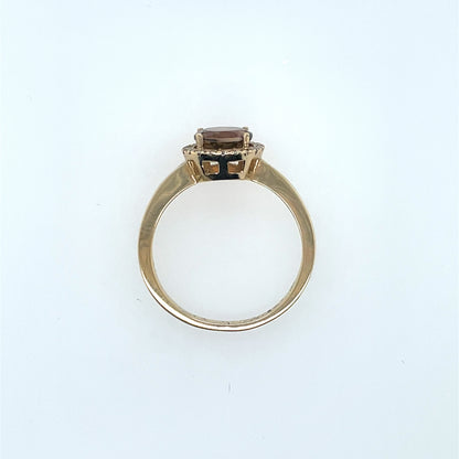 9ct Gold Tourmaline & Diamond Halo Ring GRX217