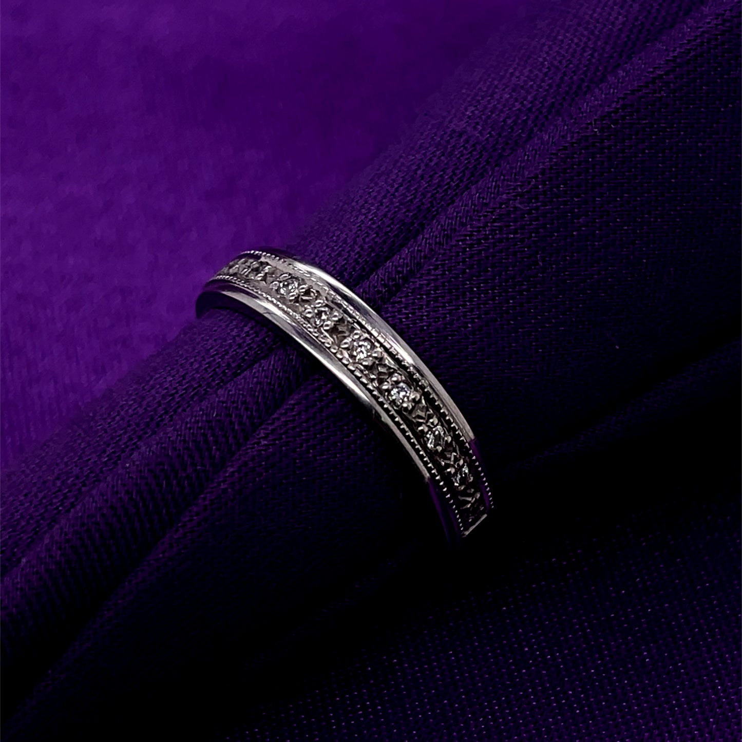 9ct White Gold Diamond Pavé-set Wedding Band GW113