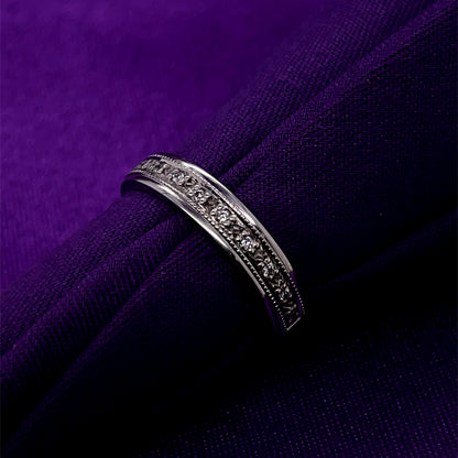 9ct White Gold Diamond Pavé-set Wedding Band GW113